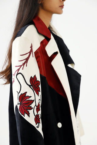 BLOCK PRINTED VELVET LONG COAT - Rastah