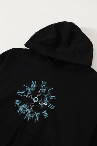 "TIME IS FLEETING" PRINTED BLACK HOODIE - Rastah