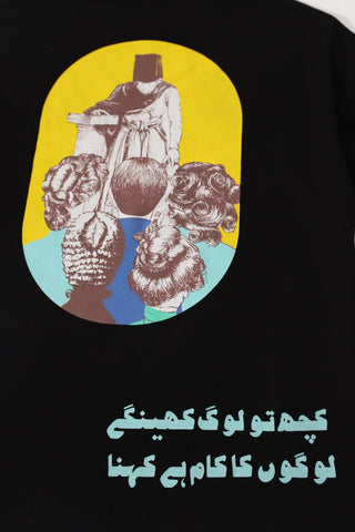 "PEOPLE TALK" PRINTED BLACK T SHIRT - Rastah