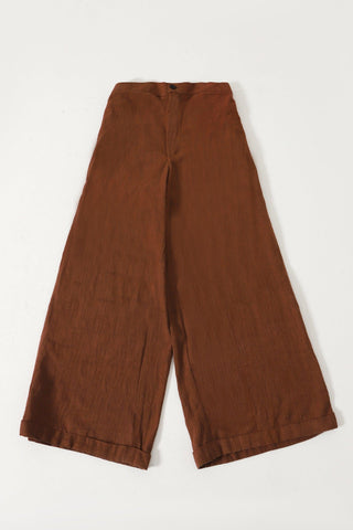 BROWN HANDWOVEN FLARED TROUSERS - Rastah