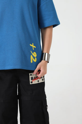 "+92" royal blue patch T-shirt