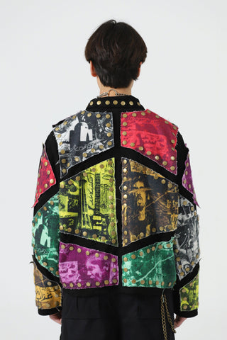 Reversible leather patch jacket