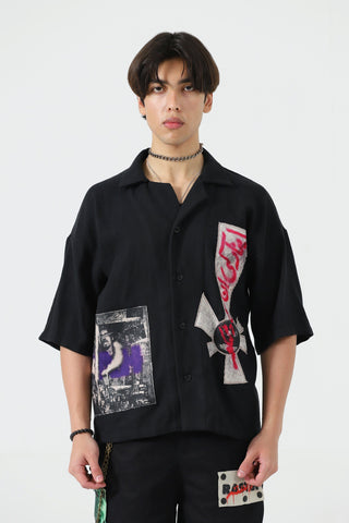 "In your heart" patchwork button-down