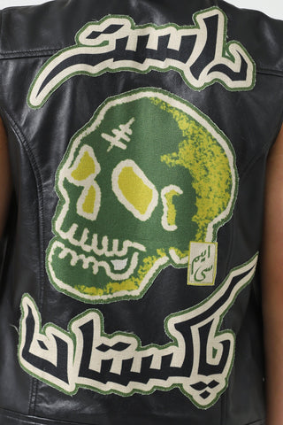 Handcrafted leather patch vest