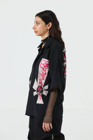 "In your heart" patchwork button-down