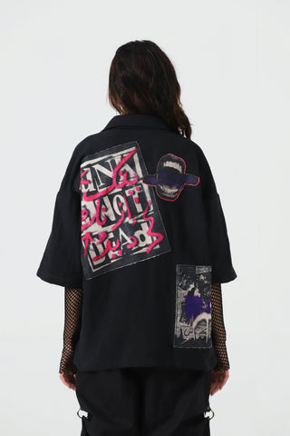 "In your heart" patchwork button-down