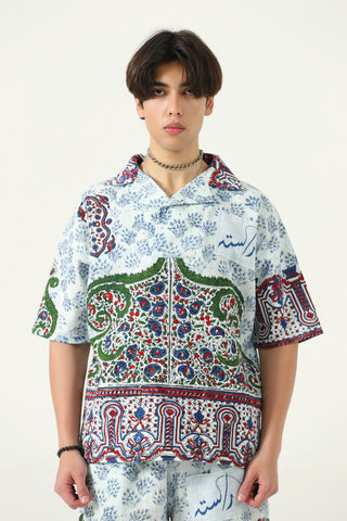 "Kahani" hand block printed polo shirt