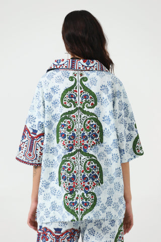 "Kahani" hand block printed polo shirt
