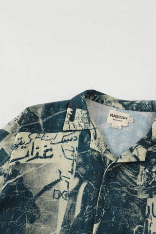 Printed handwoven button-down