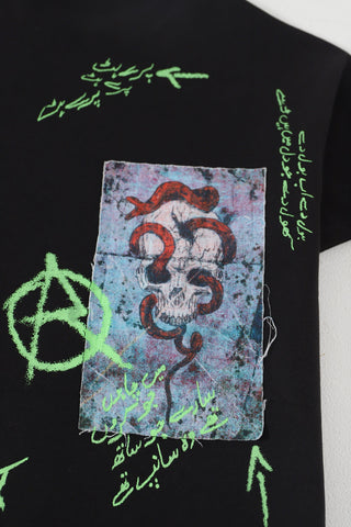 "Paray hutt" patchwork black T-shirt