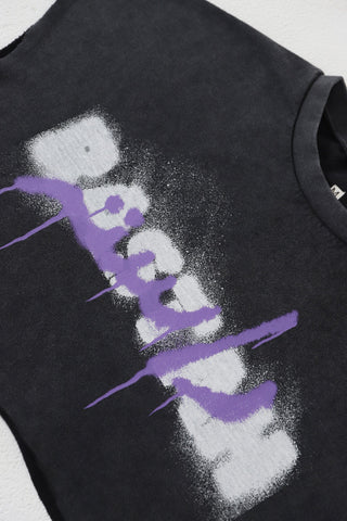 Acid wash logo crop top