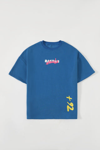 "+92" royal blue patch T-shirt