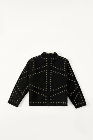 Reversible leather patch jacket