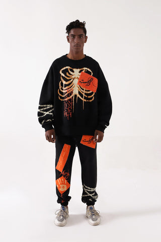 "BREATH OF FIRE" HAND PRINTED SWEATSHIRT - Rastah
