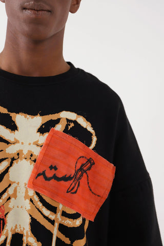 "BREATH OF FIRE" HAND PRINTED SWEATSHIRT - Rastah