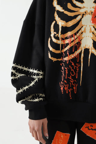 "BREATH OF FIRE" HAND PRINTED SWEATSHIRT - Rastah