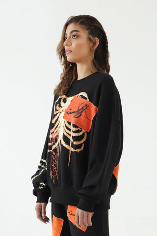 "BREATH OF FIRE" HAND PRINTED SWEATSHIRT - Rastah