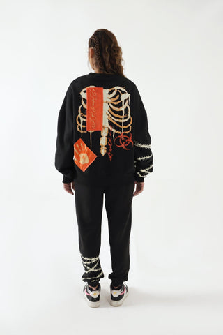 "BREATH OF FIRE" HAND PRINTED SWEATSHIRT - Rastah