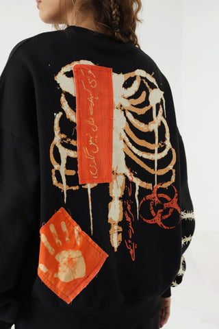 "BREATH OF FIRE" HAND PRINTED SWEATSHIRT - Rastah