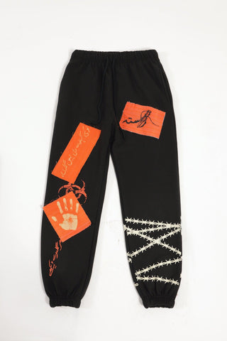 "BREATH OF FIRE" HANDPRINTED SWEATPANTS - Rastah