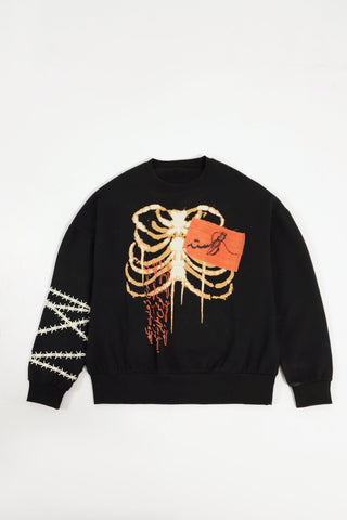 "BREATH OF FIRE" HAND PRINTED SWEATSHIRT - Rastah