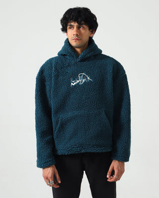 Blue sherpa logo hoodie