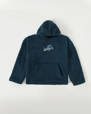 Blue sherpa logo hoodie