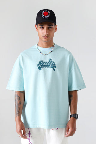 "Aqua" garment dyed logo T-shirt