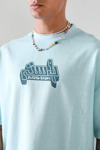 "Aqua" garment dyed logo T-shirt