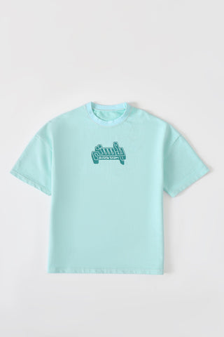 "Aqua" garment dyed logo T-shirt