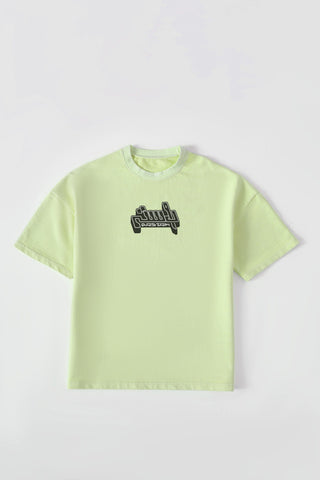 "Summer green" garment dyed logo T-shirt