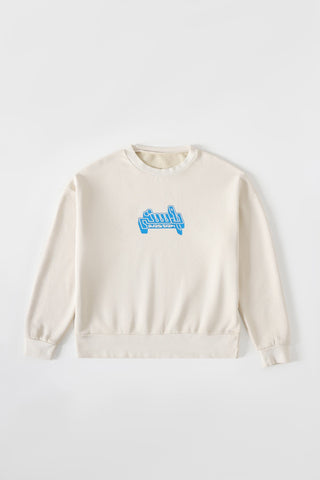 Creme garment dyed logo sweatshirt