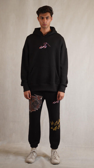 Black Oversized Logo Hoodie - Rastah