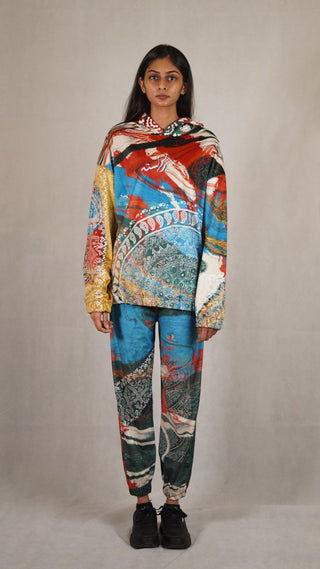 Hand Block Printed "RAVE" Velvet Sweatpants - Rastah