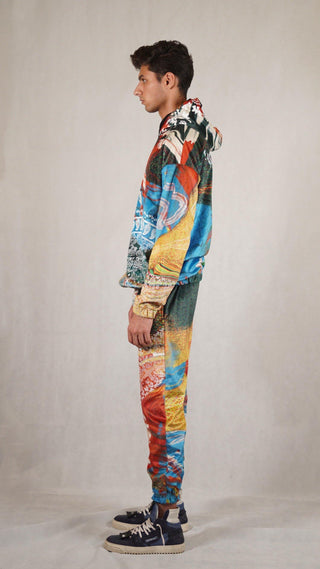 Hand Block Printed "RAVE" Velvet Hoodie - Rastah