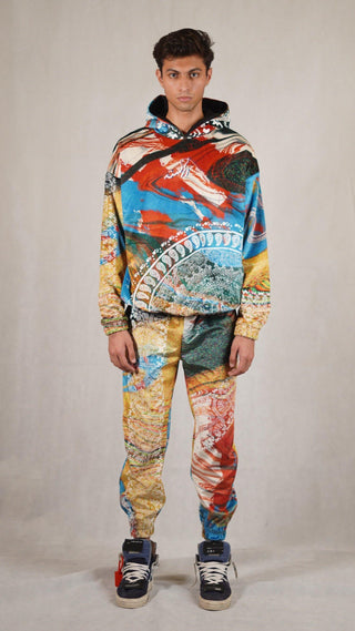 Hand Block Printed "RAVE" Velvet Hoodie - Rastah