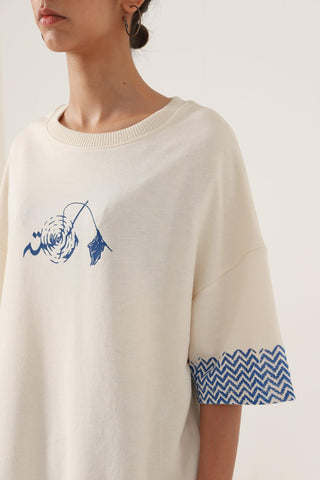 BEIGE BLOCK PRINTED T-SHIRT - Rastah