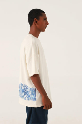 BEIGE BLOCK PRINTED T-SHIRT - Rastah