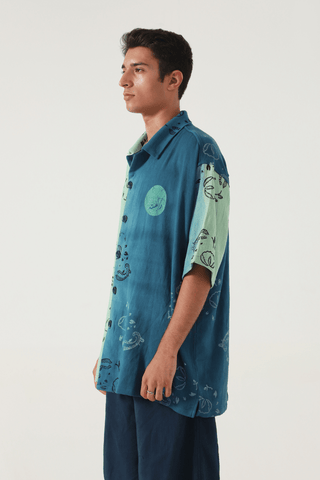 BLOCKPRINTED TIE-DYE SHIRT - Rastah