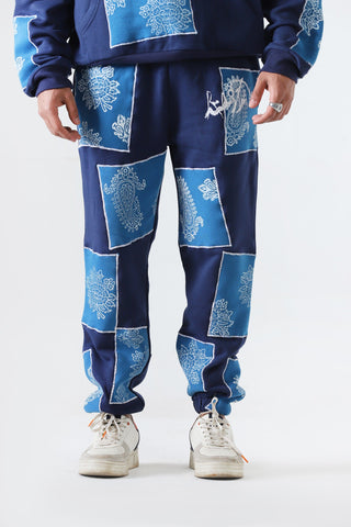 "Unfinished sky" blockprint sweatpants