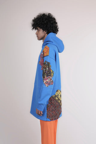 ROYAL BLUE EMBROIDERED APPLIQUE HOODIE - Rastah