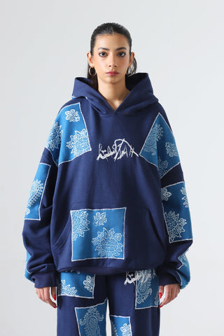 "Unfinished sky" blockprint hoodie