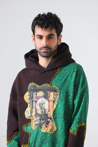 "Past of healing" hand block printed hoodie