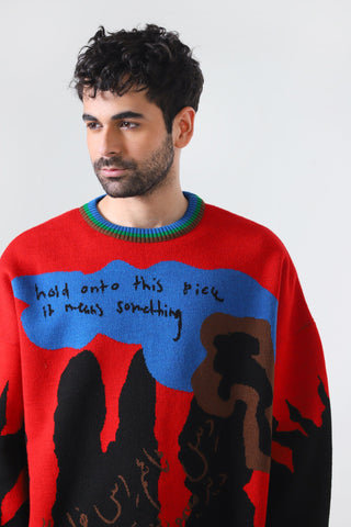 "This means something" jacquard knit sweatshirt