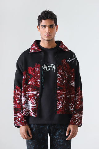 "Molten magma" jacquard knit cardigan