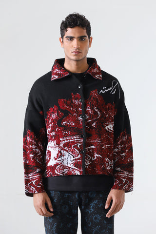 "Molten magma" jacquard knit cardigan
