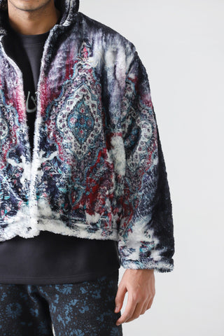 Distorted carpet print jacket
