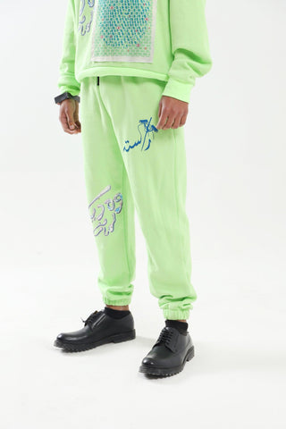 "THE WATCHMAN" NEON GREEN SWEATPANTS - Rastah