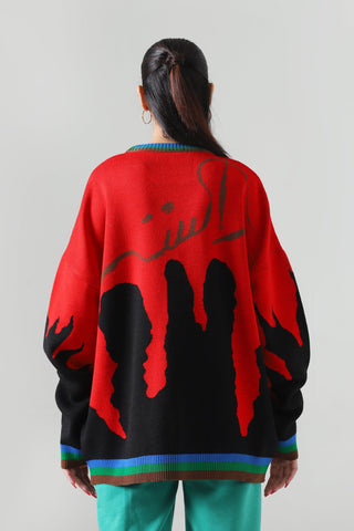 "This means something" jacquard knit sweatshirt