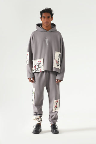 Blockprint charcoal hoodie